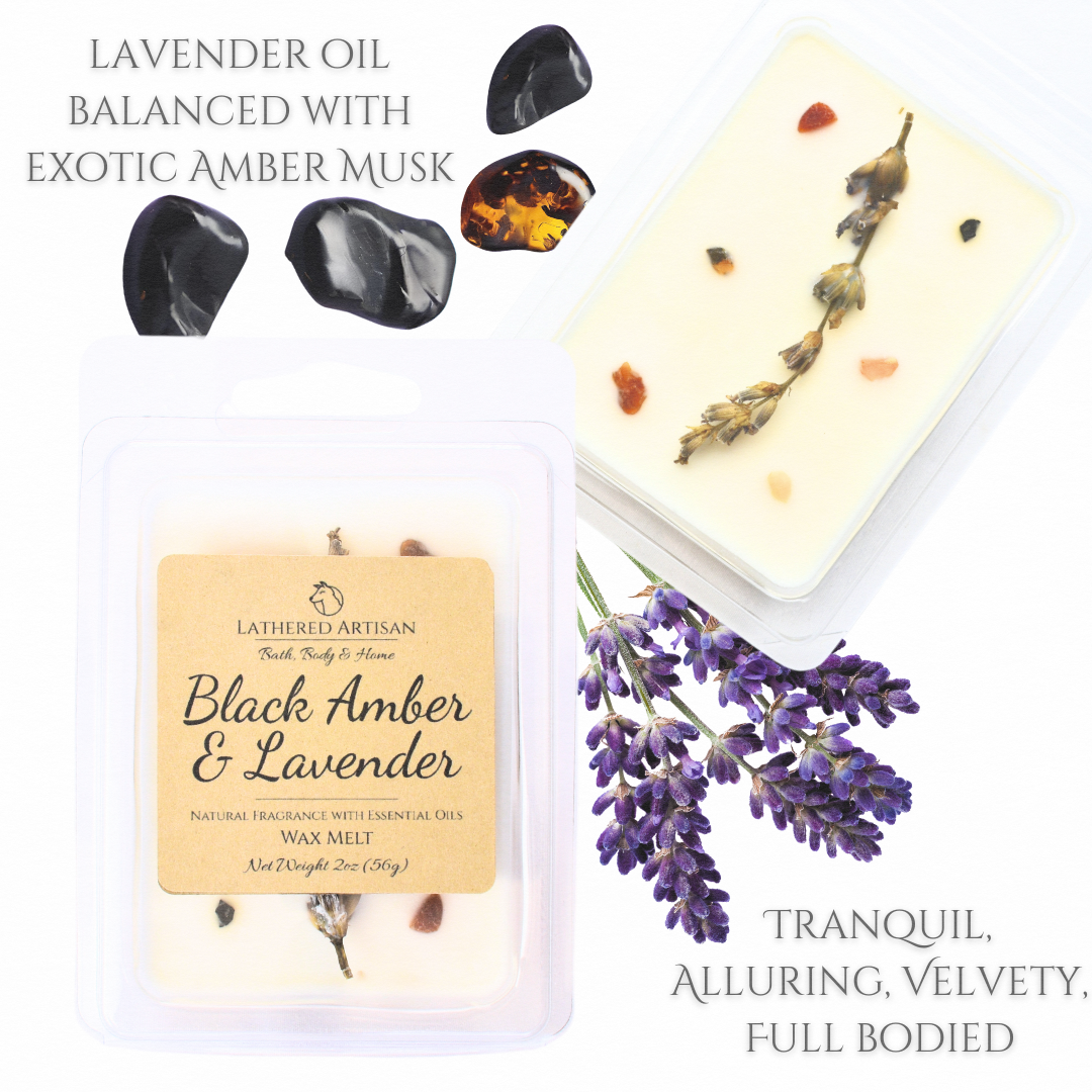 Black Amber & Lavender | Natural Fragrance with Essential Oils | Wax Melts