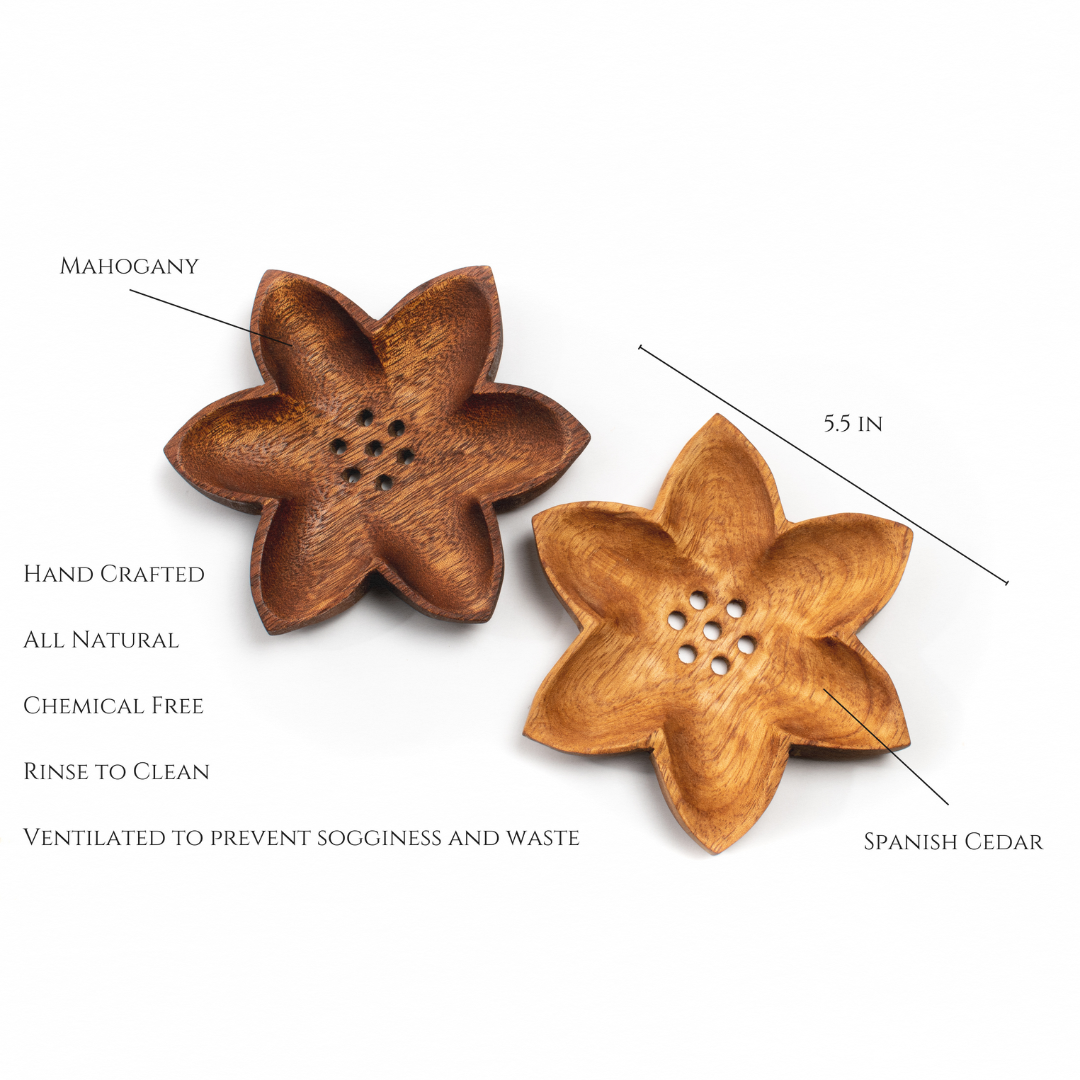 Mahogany Flower | Natural Wooden | Soap Dish